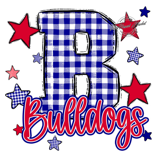 Bulldogs Plaid Star Design-Blue & Red