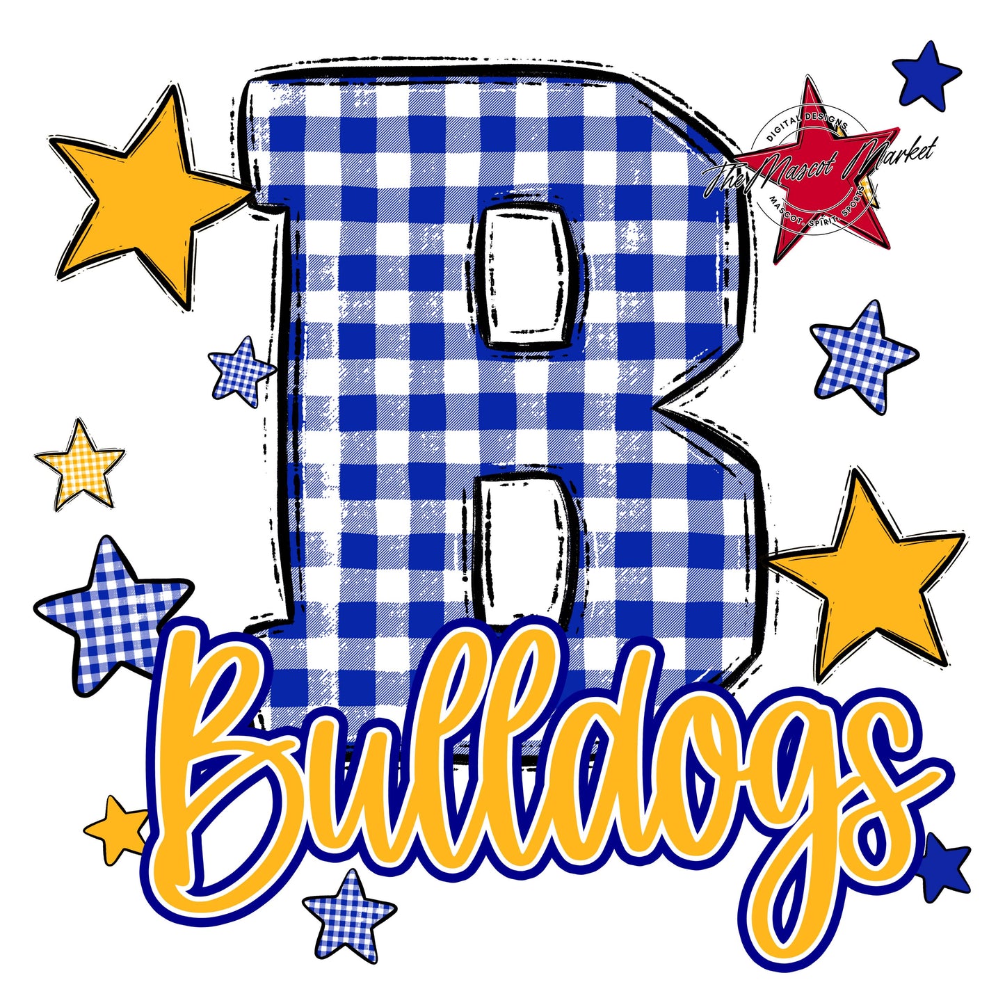 Bulldogs Plaid Star Design-Blue & Yellow