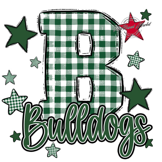 Bulldogs Plaid Star Design-Green