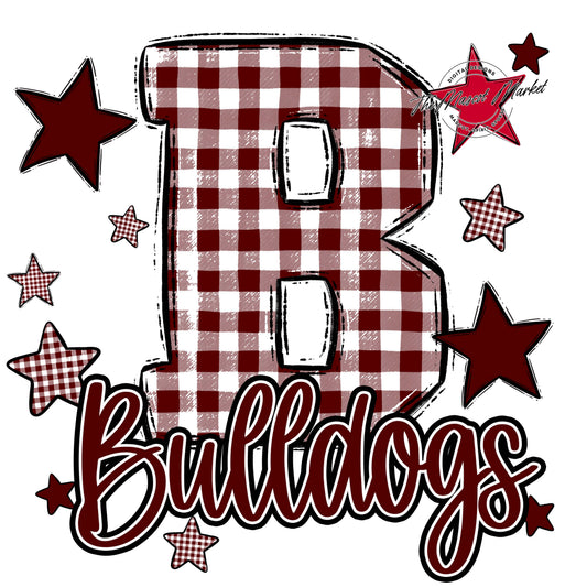 Bulldogs Plaid Star Design-Maroon