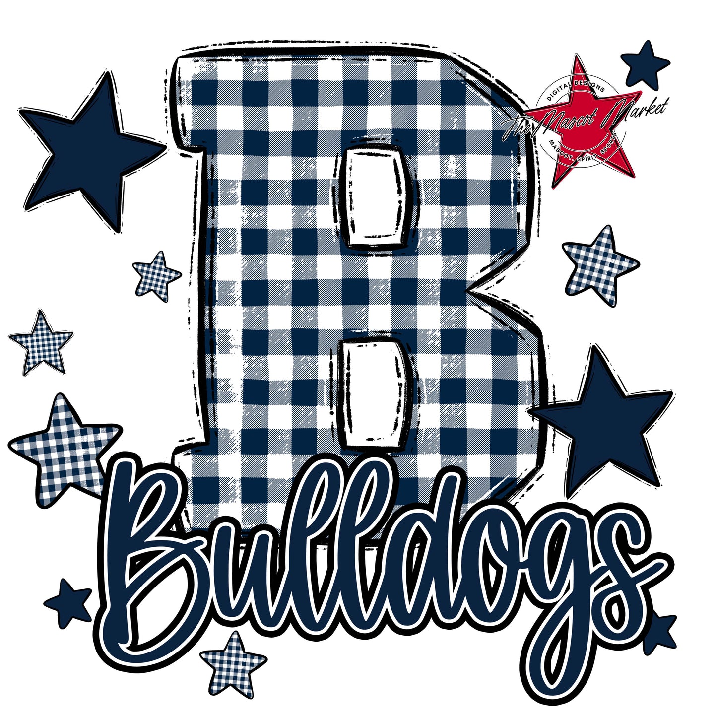 Bulldogs Plaid Star Design-Navy