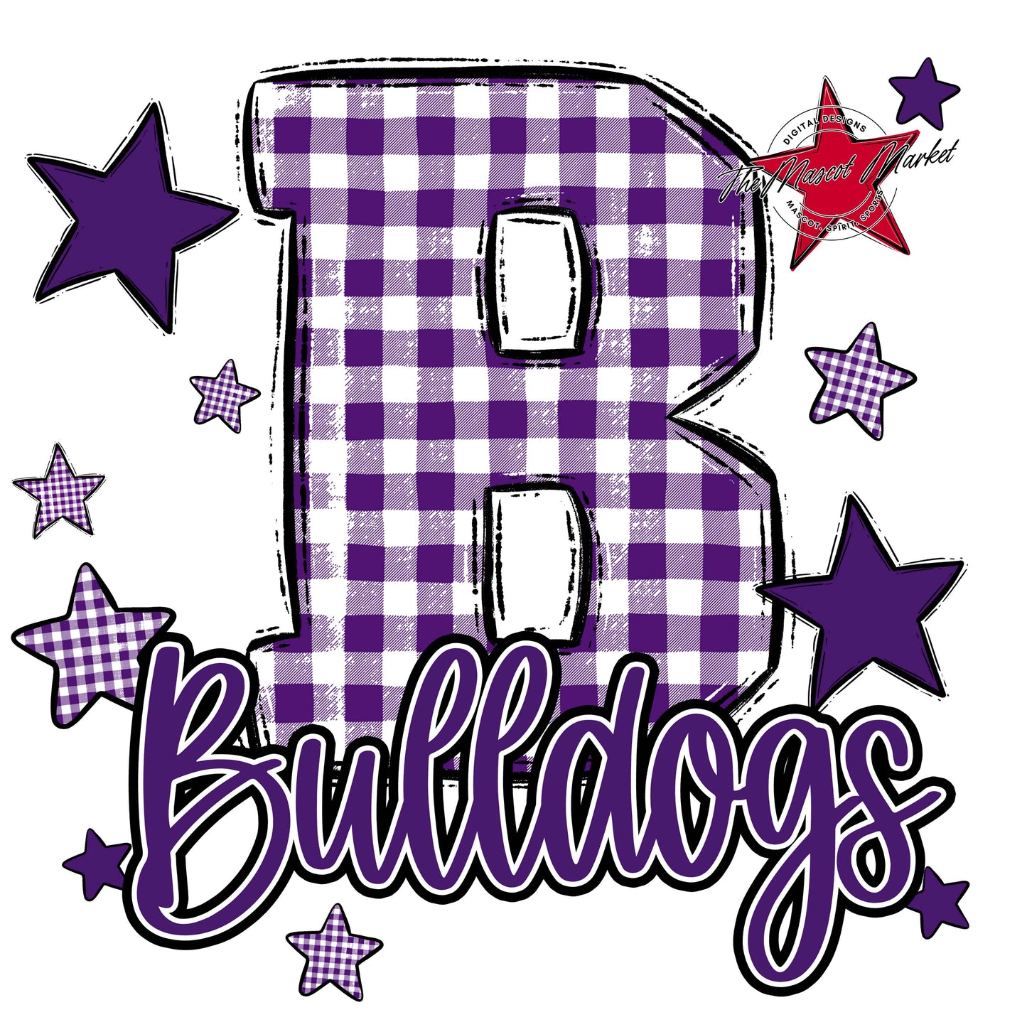 Bulldogs Plaid Star Design-Purple