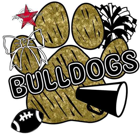 Bulldogs Sequins Paw Print Design-Gold