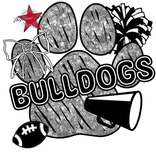 Bulldogs Sequins Paw Print Design-Silver