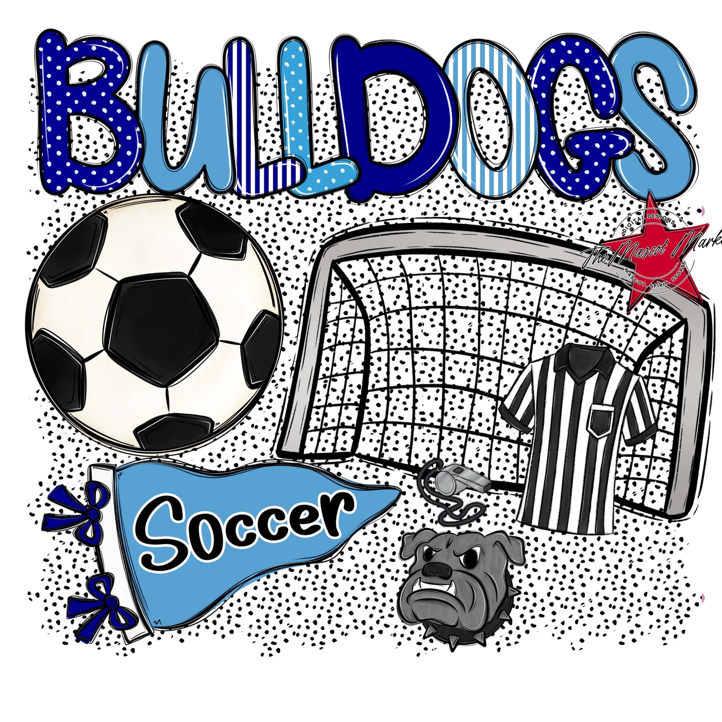 Bulldogs Soccer Spirit-Blue & Carolina Blue