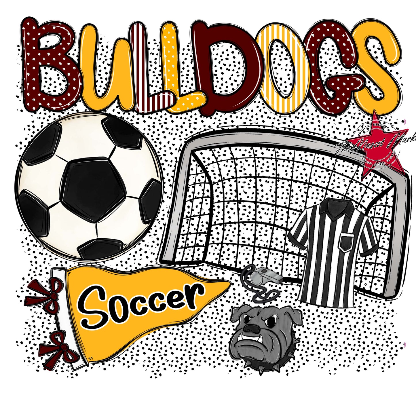 Bulldogs Soccer Spirit-Maroon & Yellow