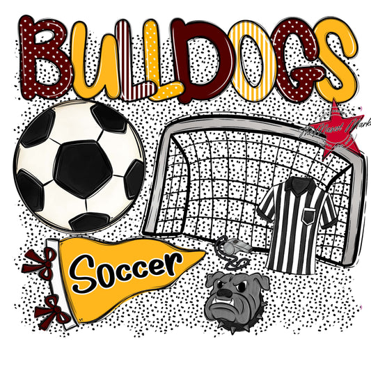 Bulldogs Soccer Spirit-Maroon & Yellow