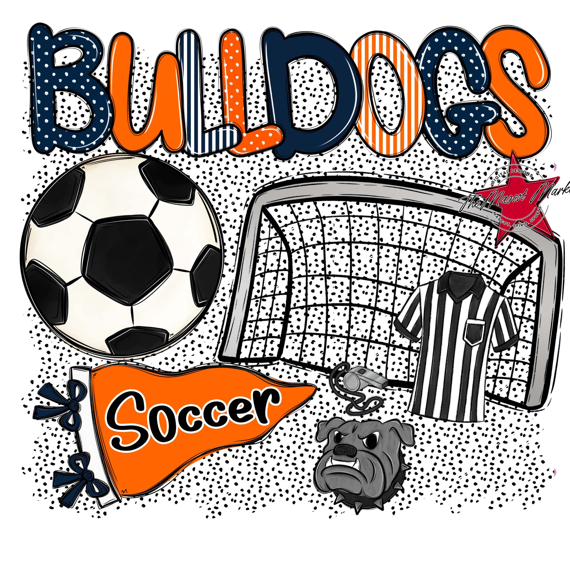 Bulldogs Soccer Spirit-Navy & Orange