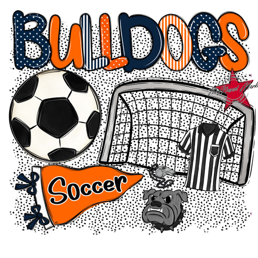 Bulldogs Soccer Spirit-Navy & Orange