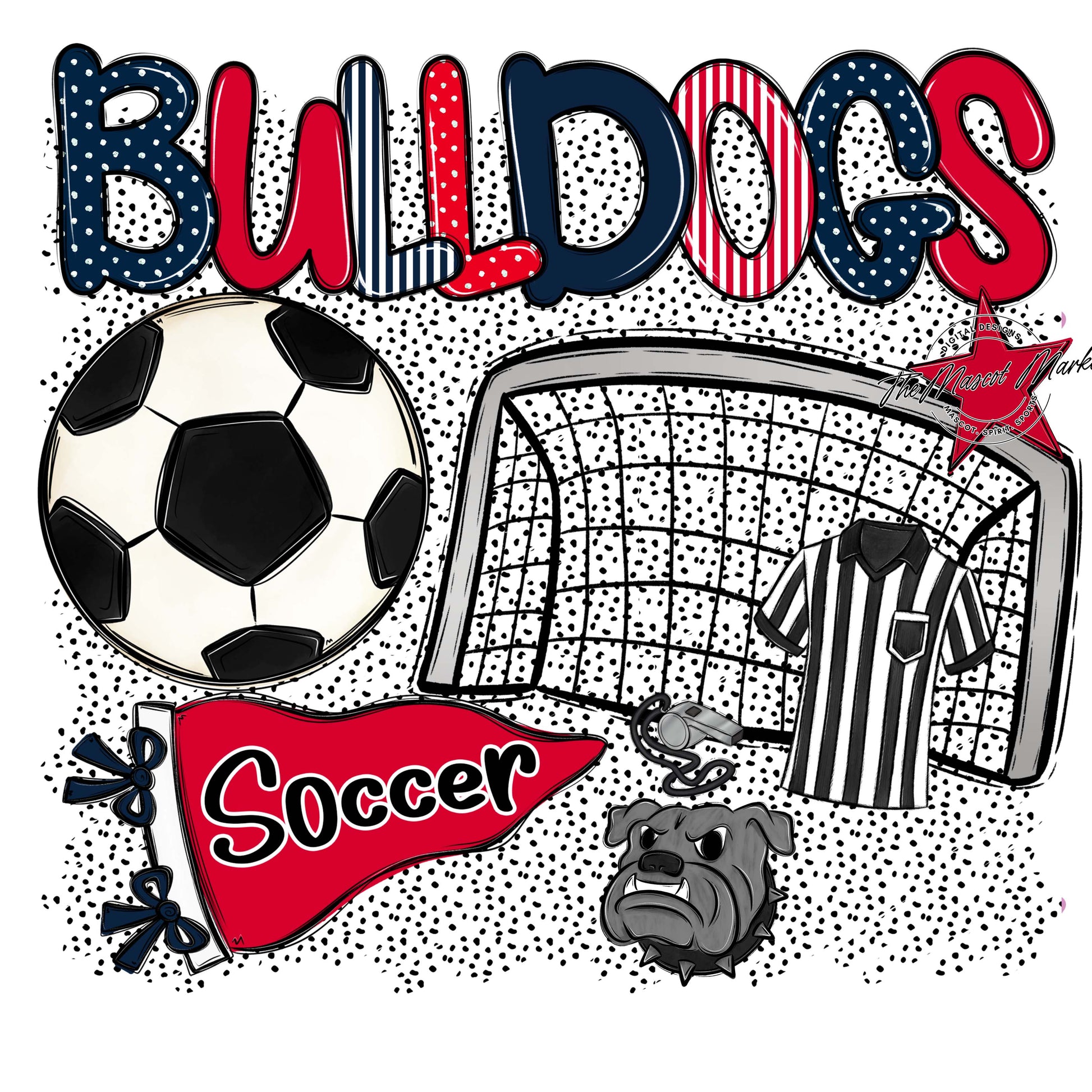 Bulldogs Soccer Spirit-Navy & Red