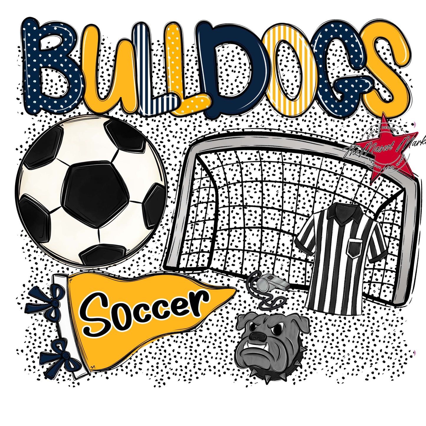 Bulldogs Soccer Spirit-Navy & Yellow
