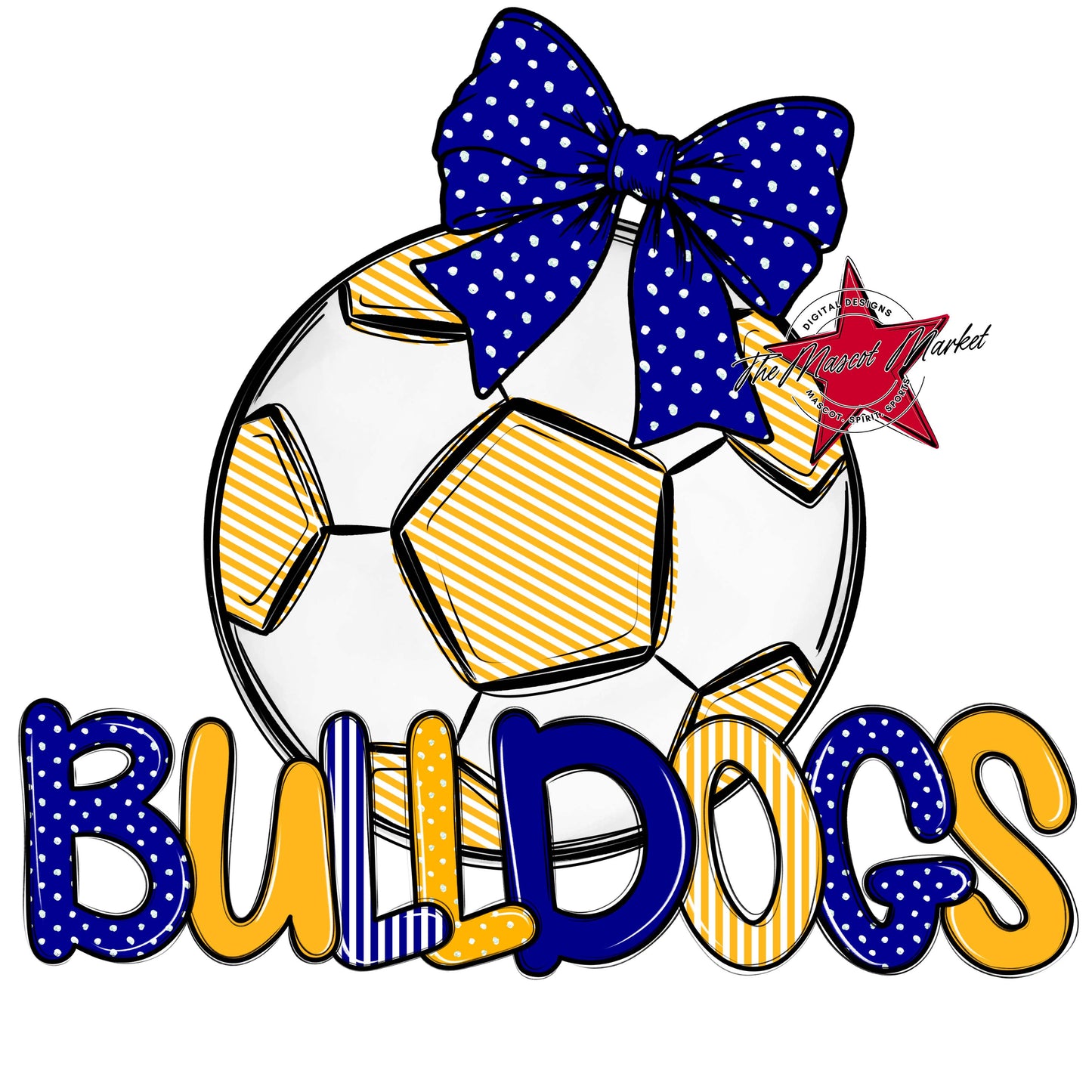 Bulldogs Soccer Spirit Design-Blue & Yellow