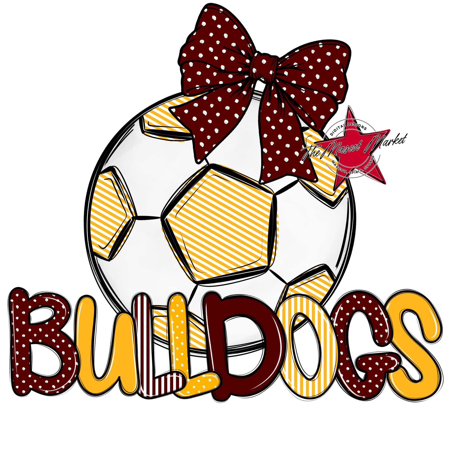 Bulldogs Soccer Spirit Design-Maroon & Yellow