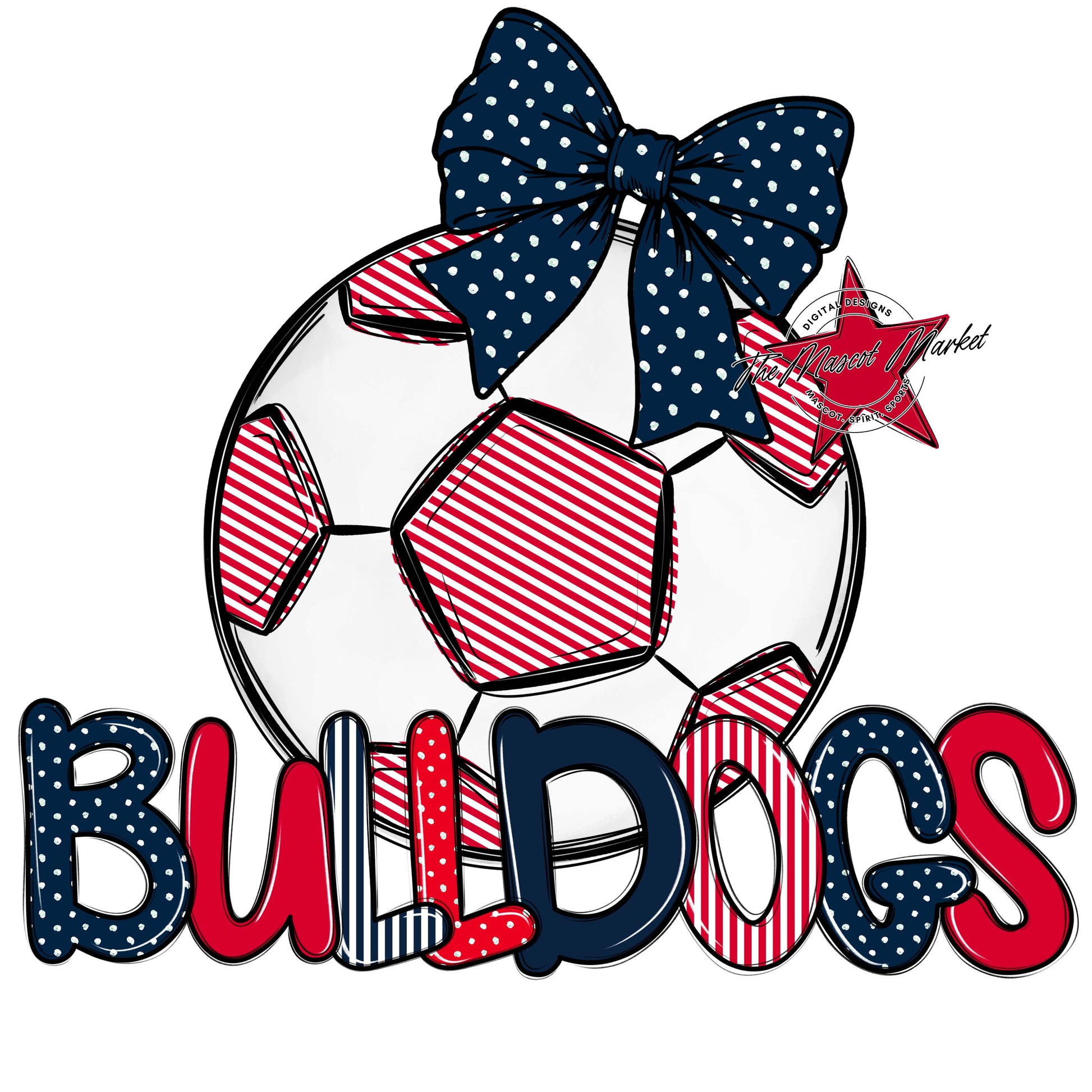 Bulldogs Soccer Spirit Design-Navy & Red