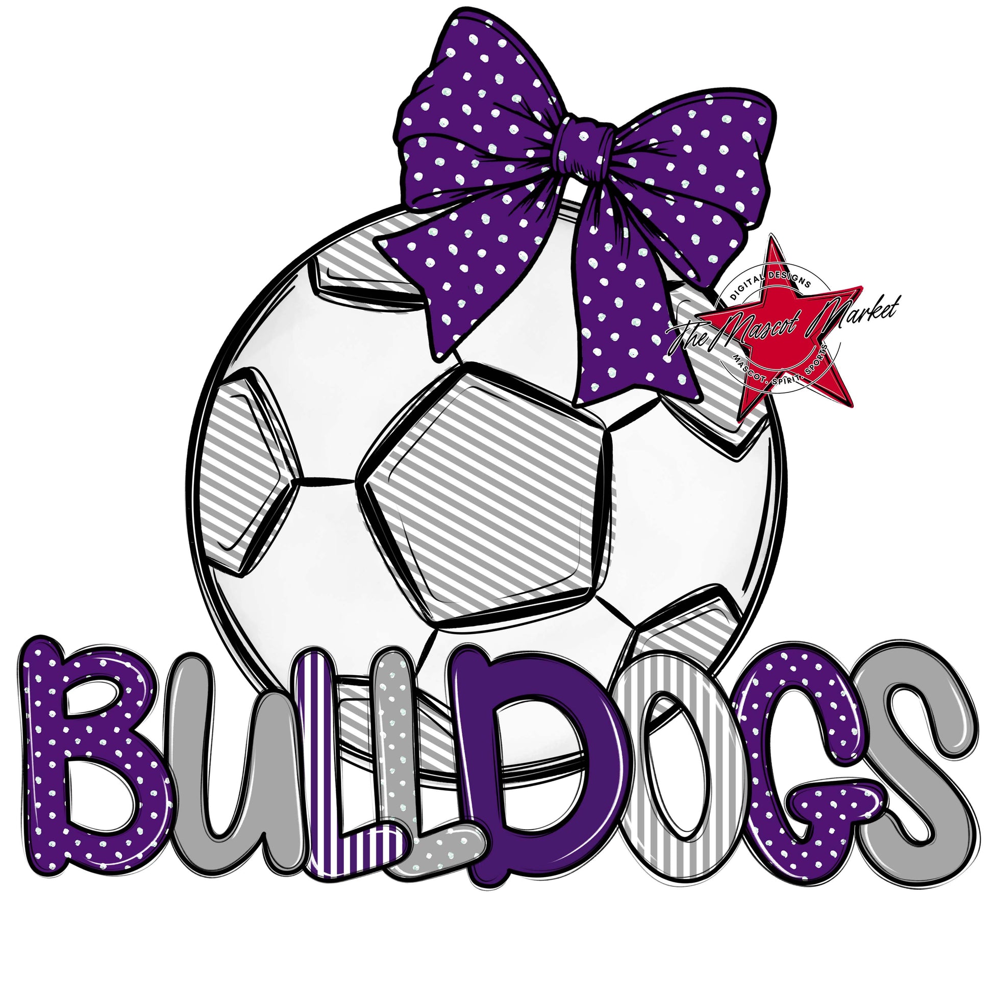 Bulldogs Soccer Spirit Design-Purple & Grey
