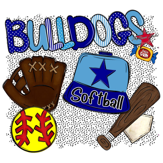 Bulldogs Softball Spirit-Blue & Carolina Blue
