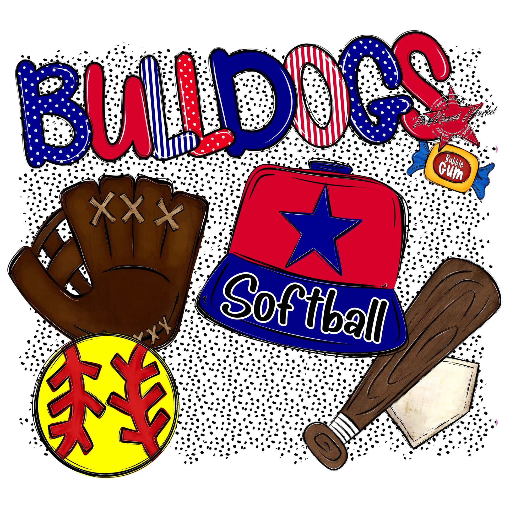 Bulldogs Softball Spirit-Blue & Red