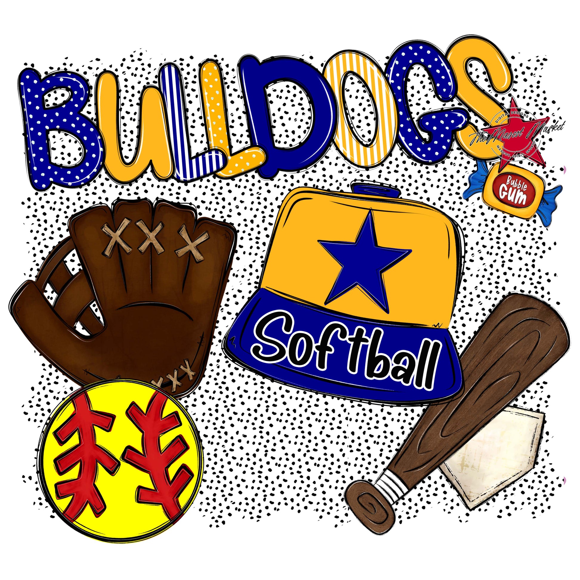 Bulldogs Softball Spirit-Blue & Yellow