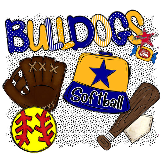 Bulldogs Softball Spirit-Blue & Yellow