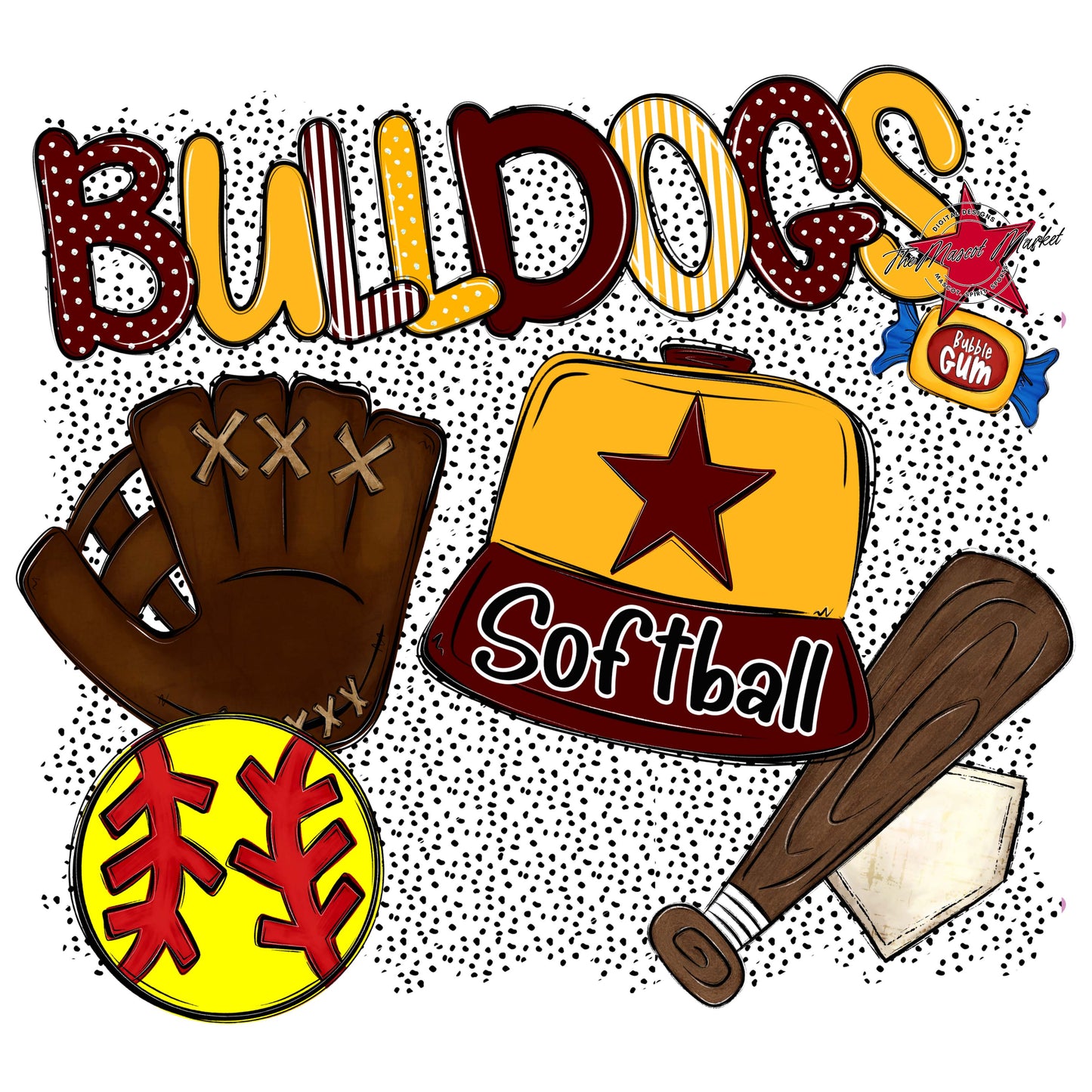 Bulldogs Softball Spirit-Maroon & Yellow