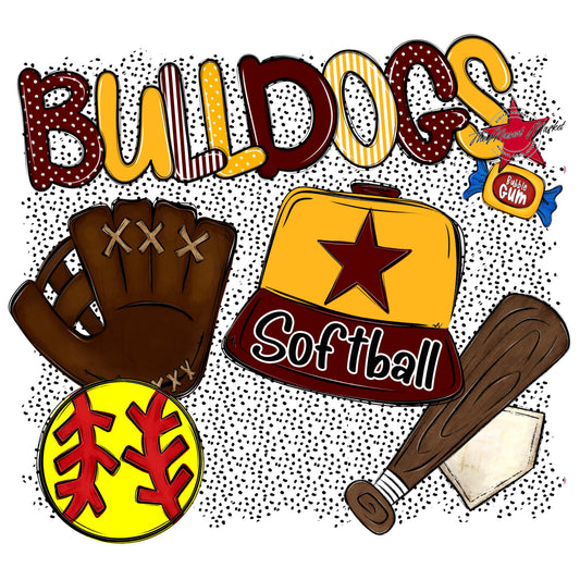 Bulldogs Softball Spirit-Maroon & Yellow