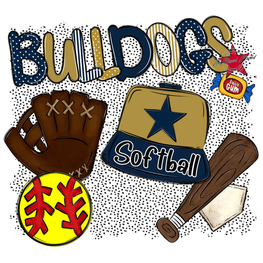 Bulldogs Softball Spirit-Navy & Gold