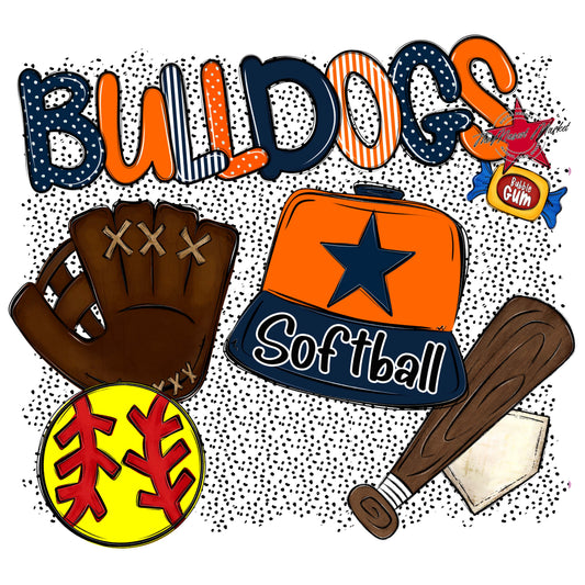 Bulldogs Softball Spirit-Navy & Orange