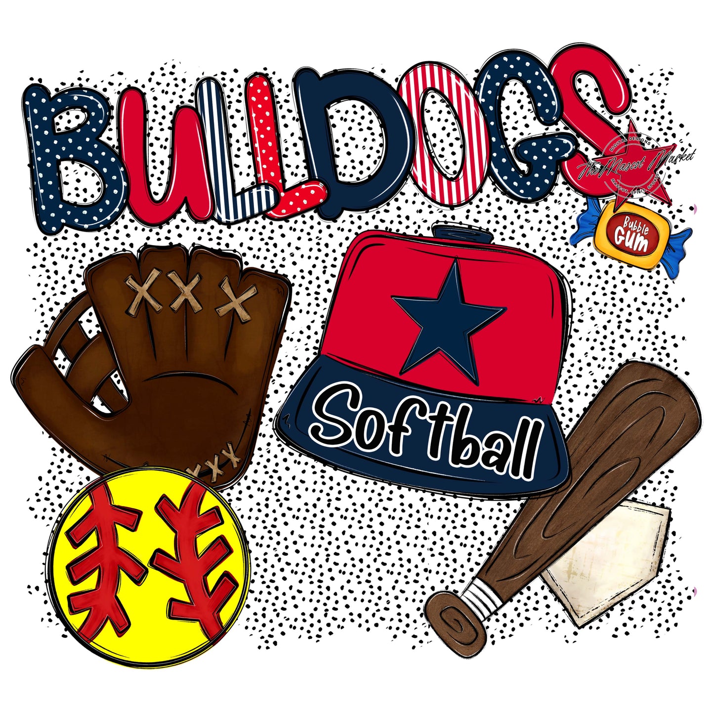 Bulldogs Softball Spirit-Navy & Red
