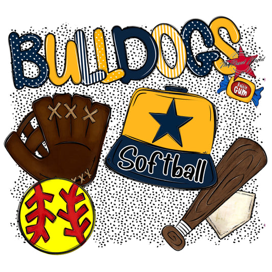 Bulldogs Softball Spirit-Navy & Yellow