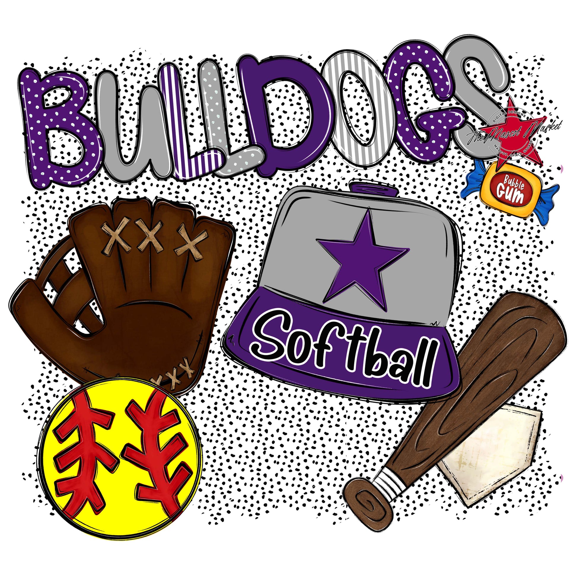 Bulldogs Softball Spirit-Purple & Grey