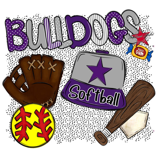 Bulldogs Softball Spirit-Purple & Grey