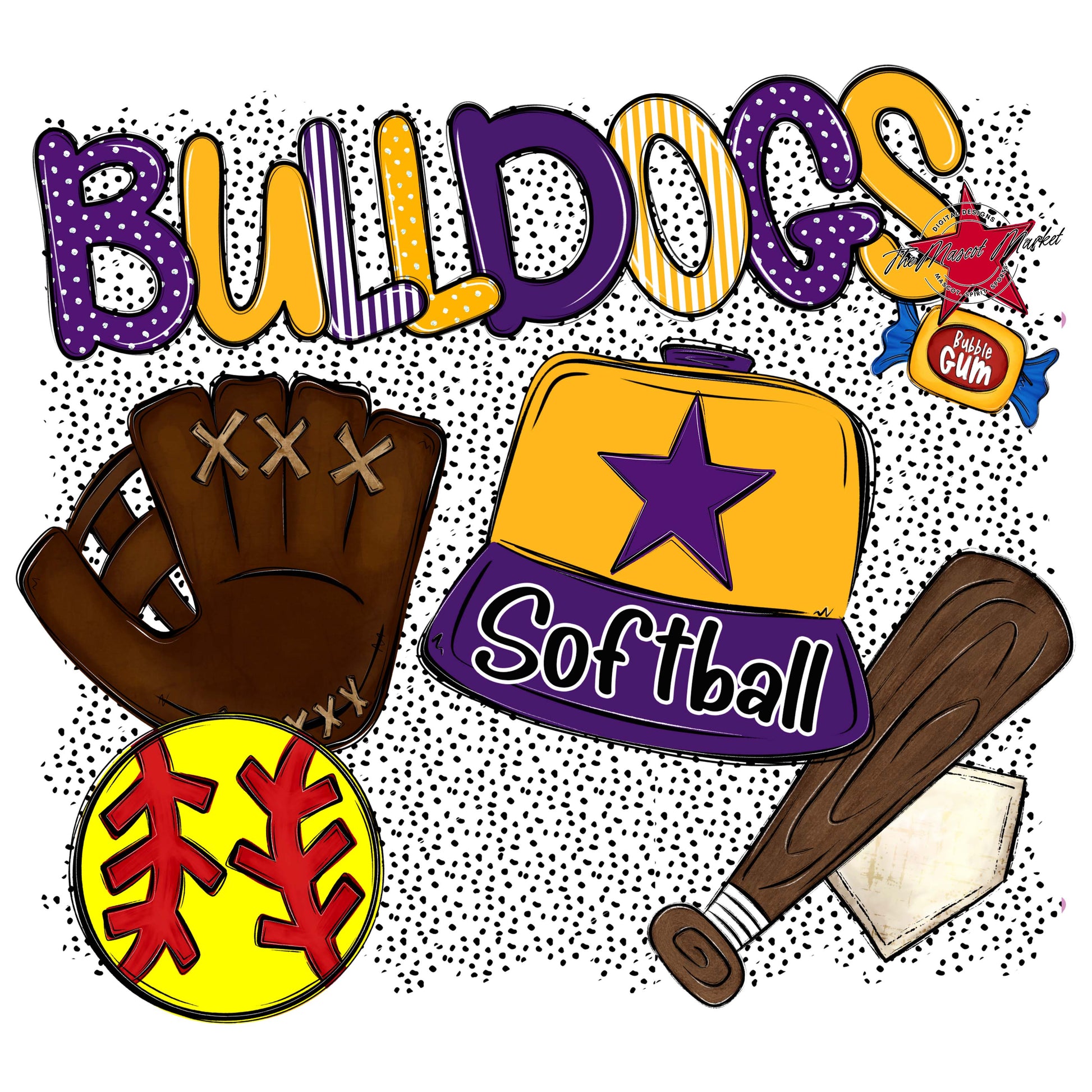 Bulldogs Softball Spirit-Purple & Yellow