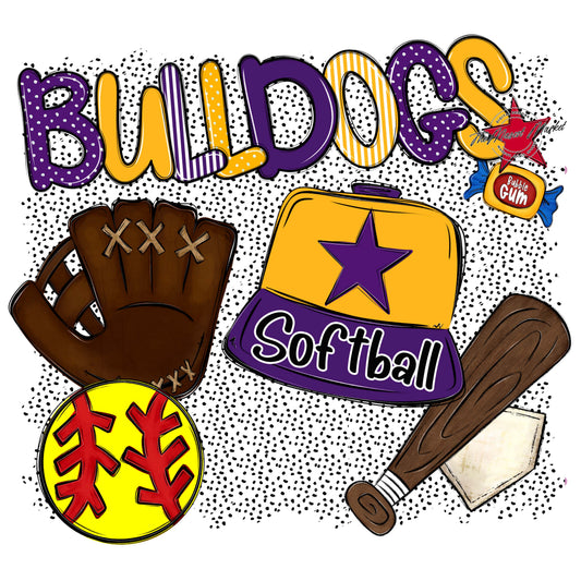 Bulldogs Softball Spirit-Purple & Yellow