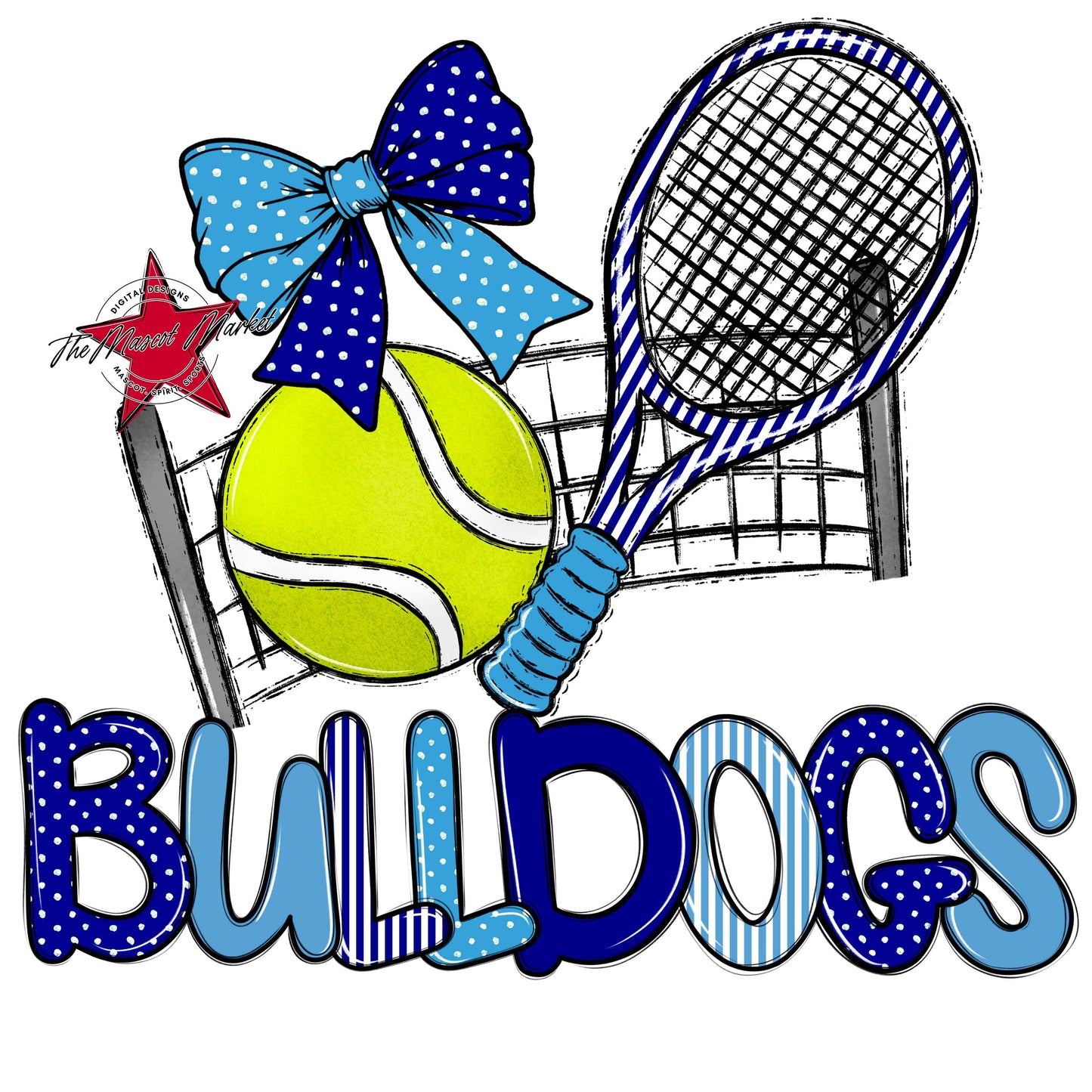 Bulldogs Tennis Spirit Design-Blue & Carolina Blue