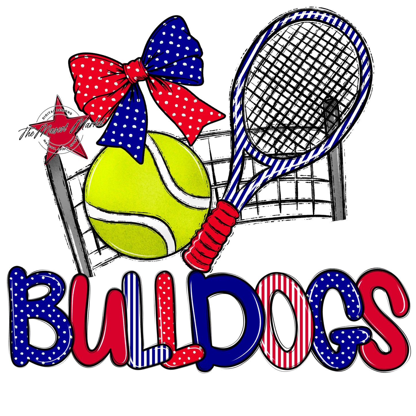 Bulldogs Tennis Spirit Design-Blue & Red