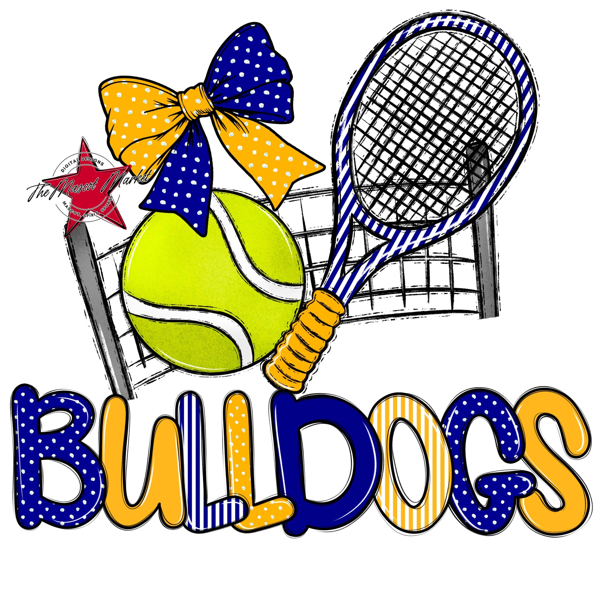 Bulldogs Tennis Spirit Design-Blue & Yellow