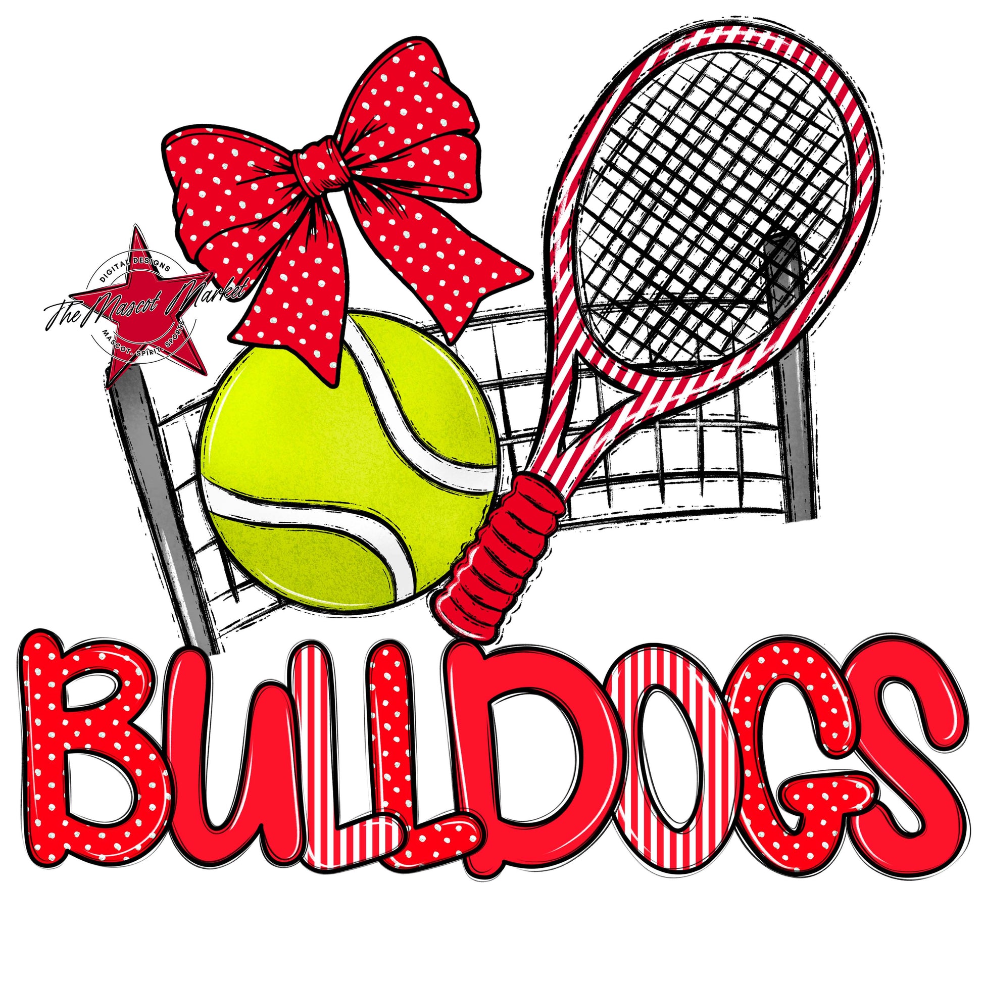 Bulldogs Tennis Spirit Design-Bright Red