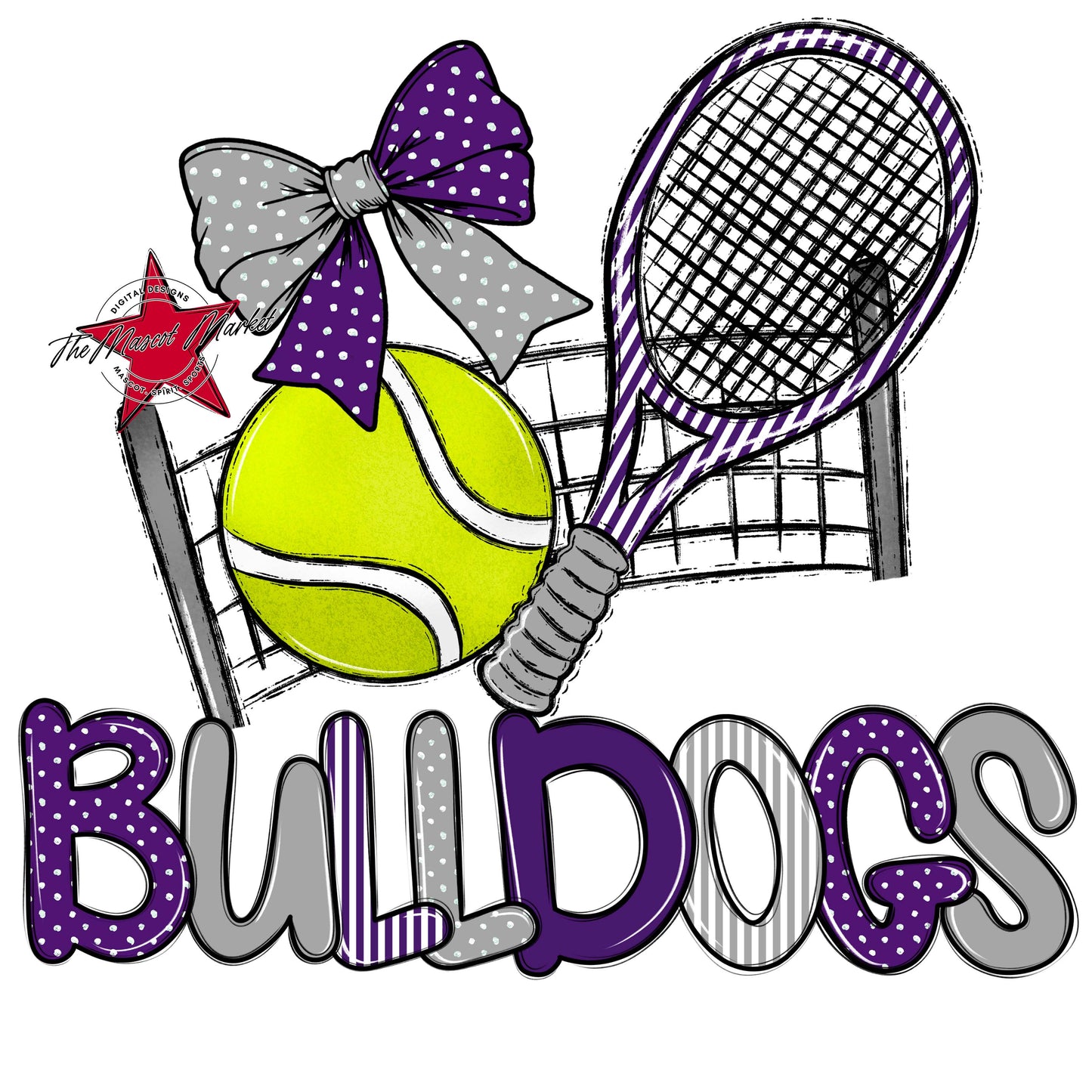 Bulldogs Tennis Spirit Design-Purple & Grey