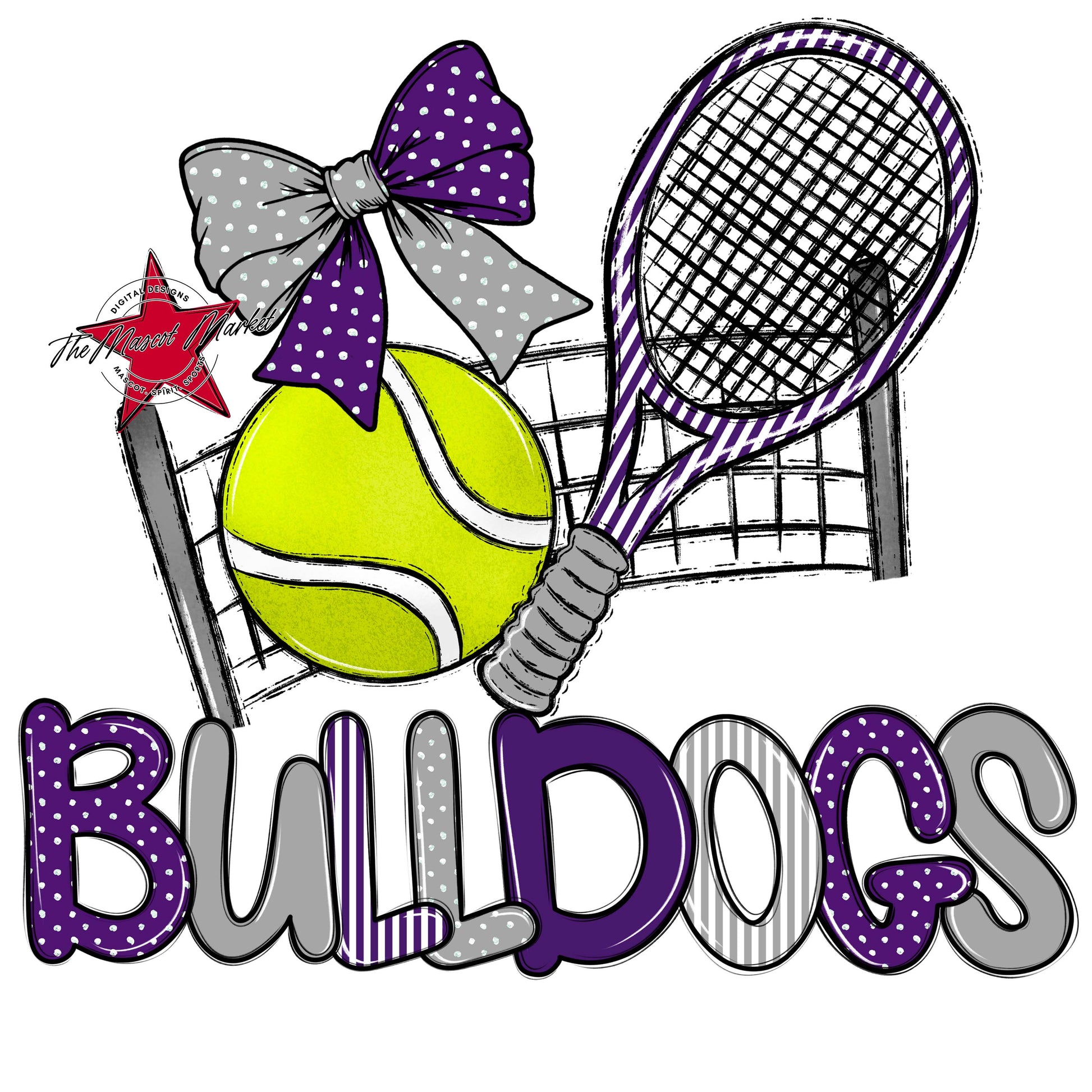 Bulldogs Tennis Spirit Design-Purple & Grey