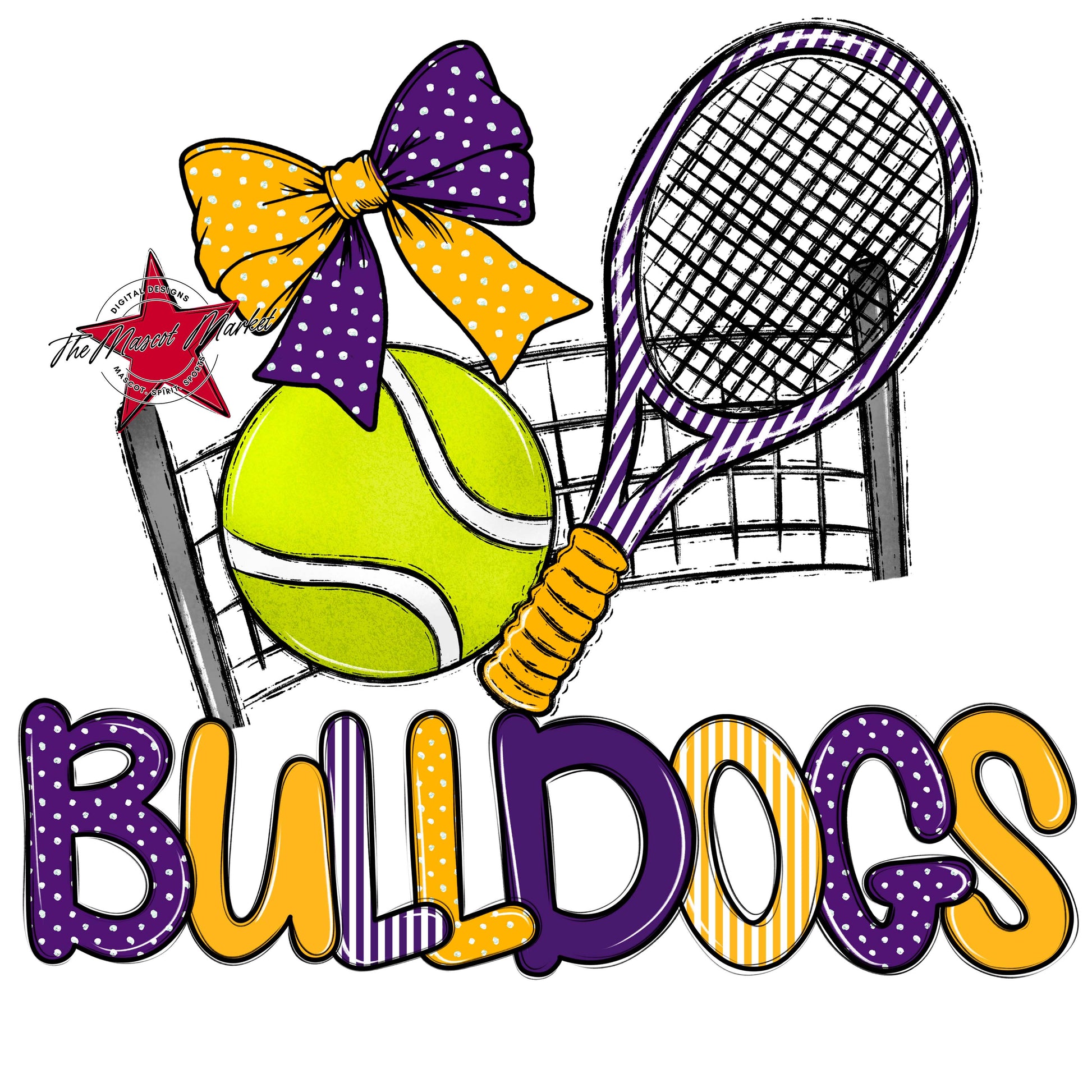 Bulldogs Tennis Spirit Design-Purple & Yellow