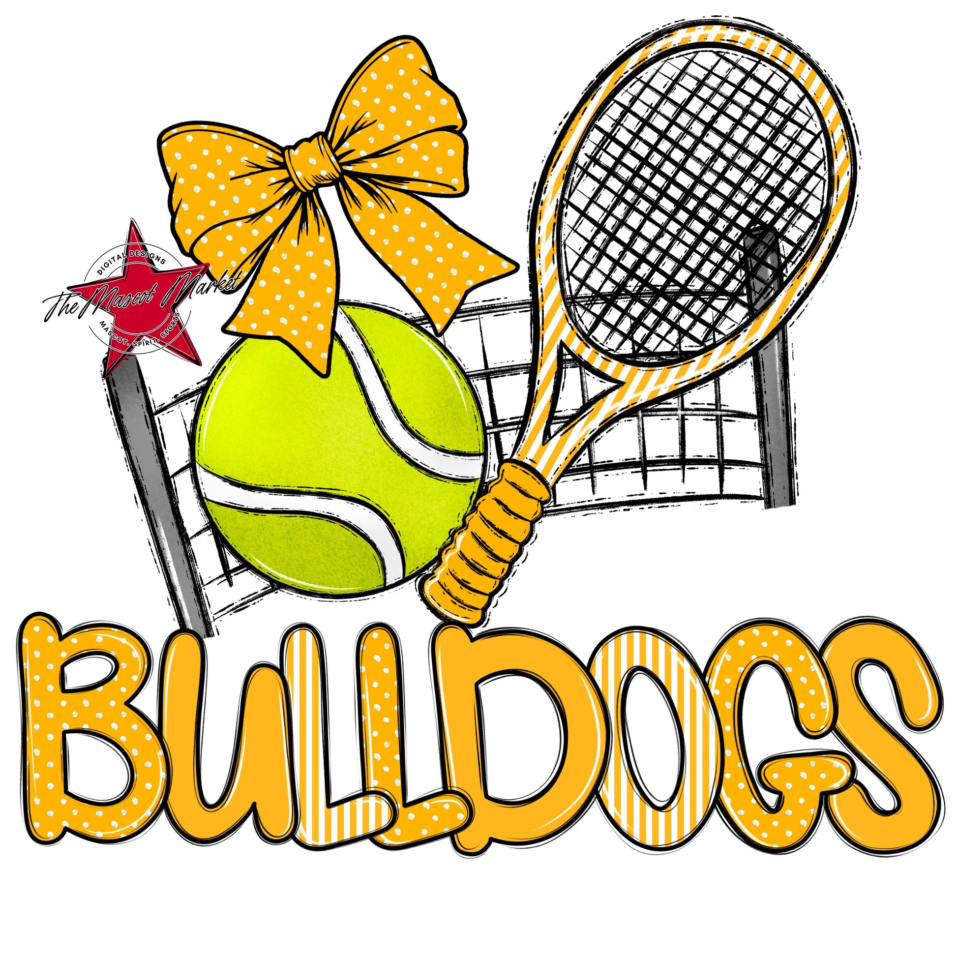 Bulldogs Tennis Spirit Design-Yellow
