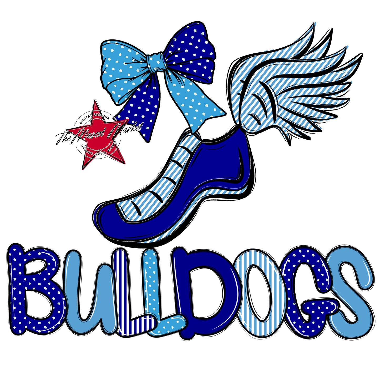 Bulldogs Track Spirit Design-Blue & Carolina Blue