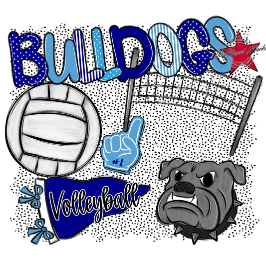 Bulldogs Volleyball Spirit-Blue & Carolina Blue
