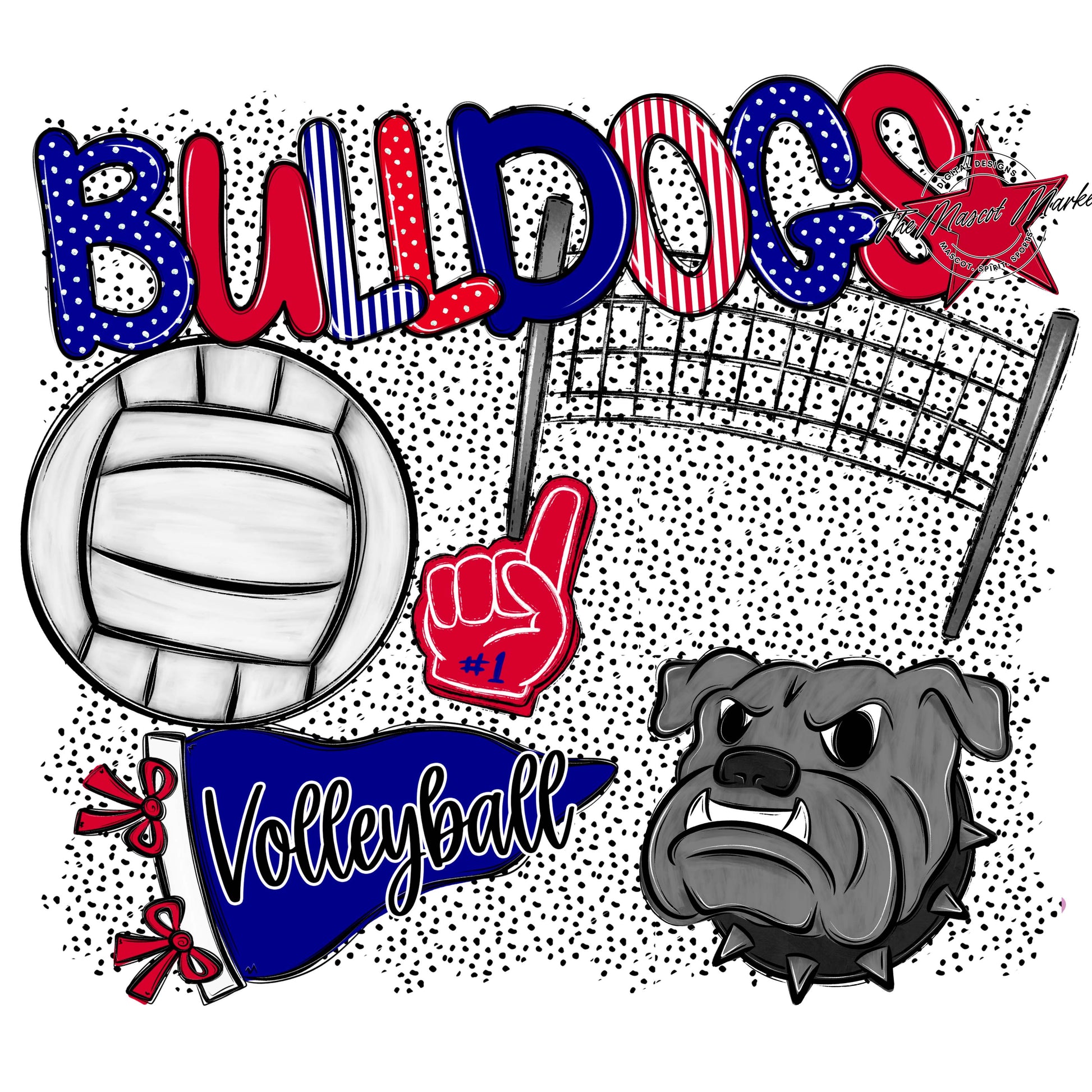 Bulldogs Volleyball Spirit-Blue & Red