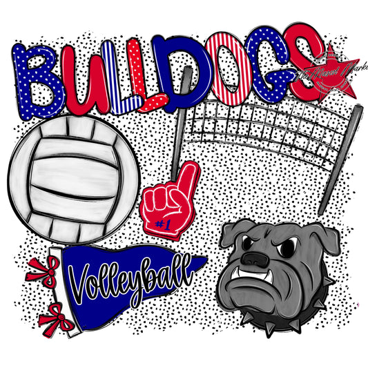 Bulldogs Volleyball Spirit-Blue & Red