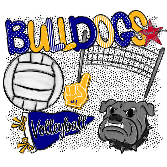 Bulldogs Volleyball Spirit-Blue & Yellow