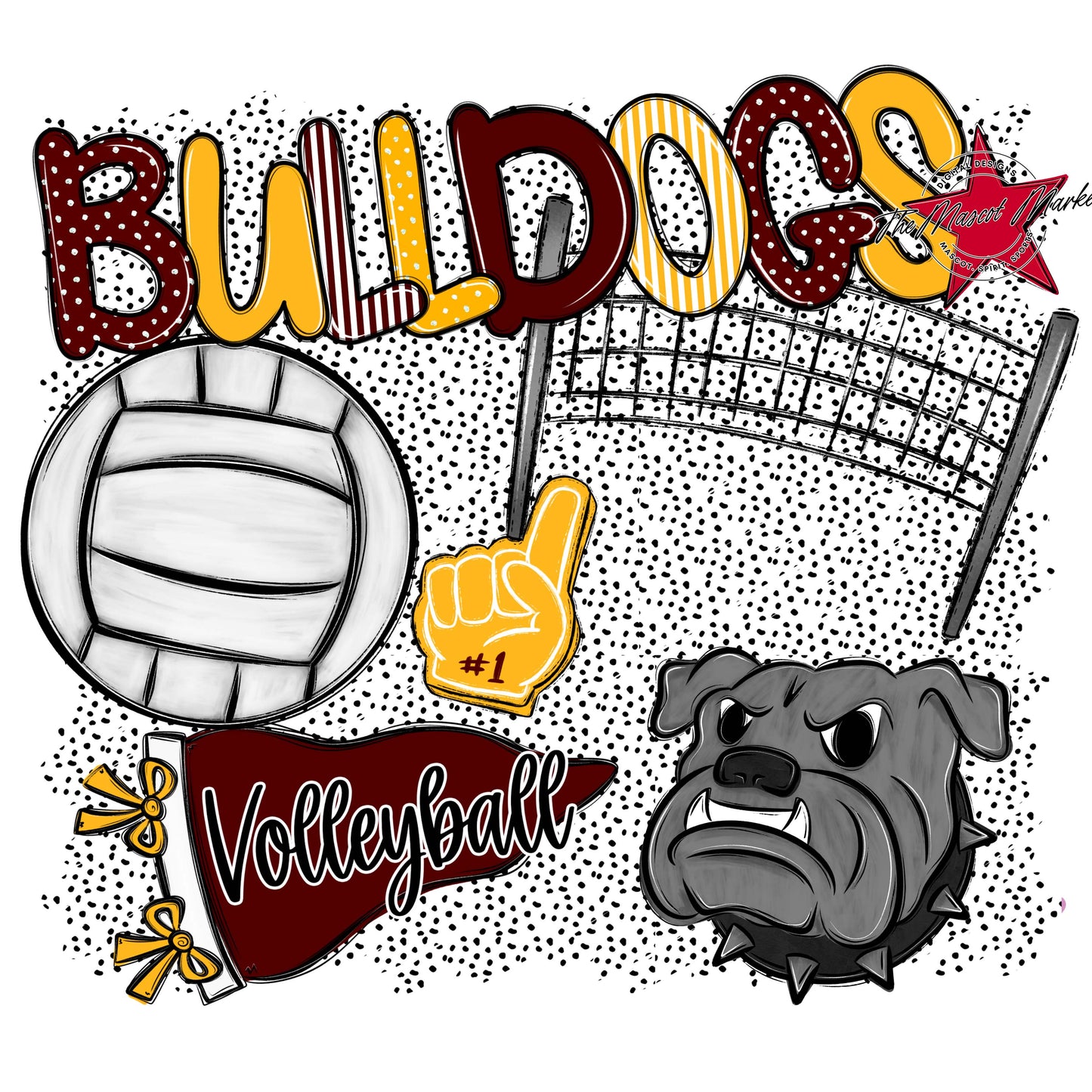 Bulldogs Volleyball Spirit-Maroon & Yellow