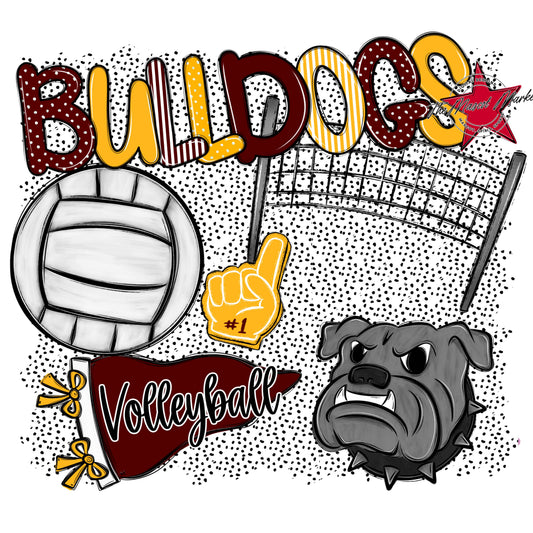Bulldogs Volleyball Spirit-Maroon & Yellow