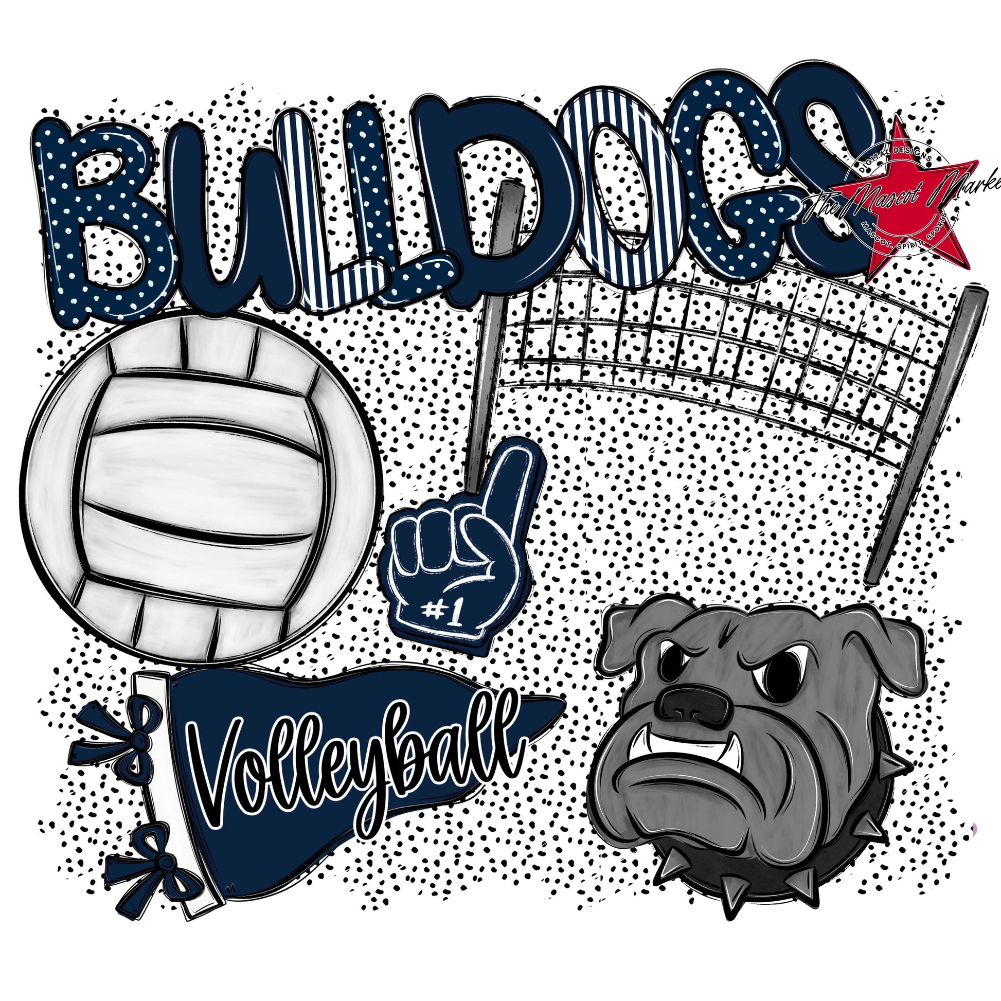 Bulldogs Volleyball Spirit-Navy
