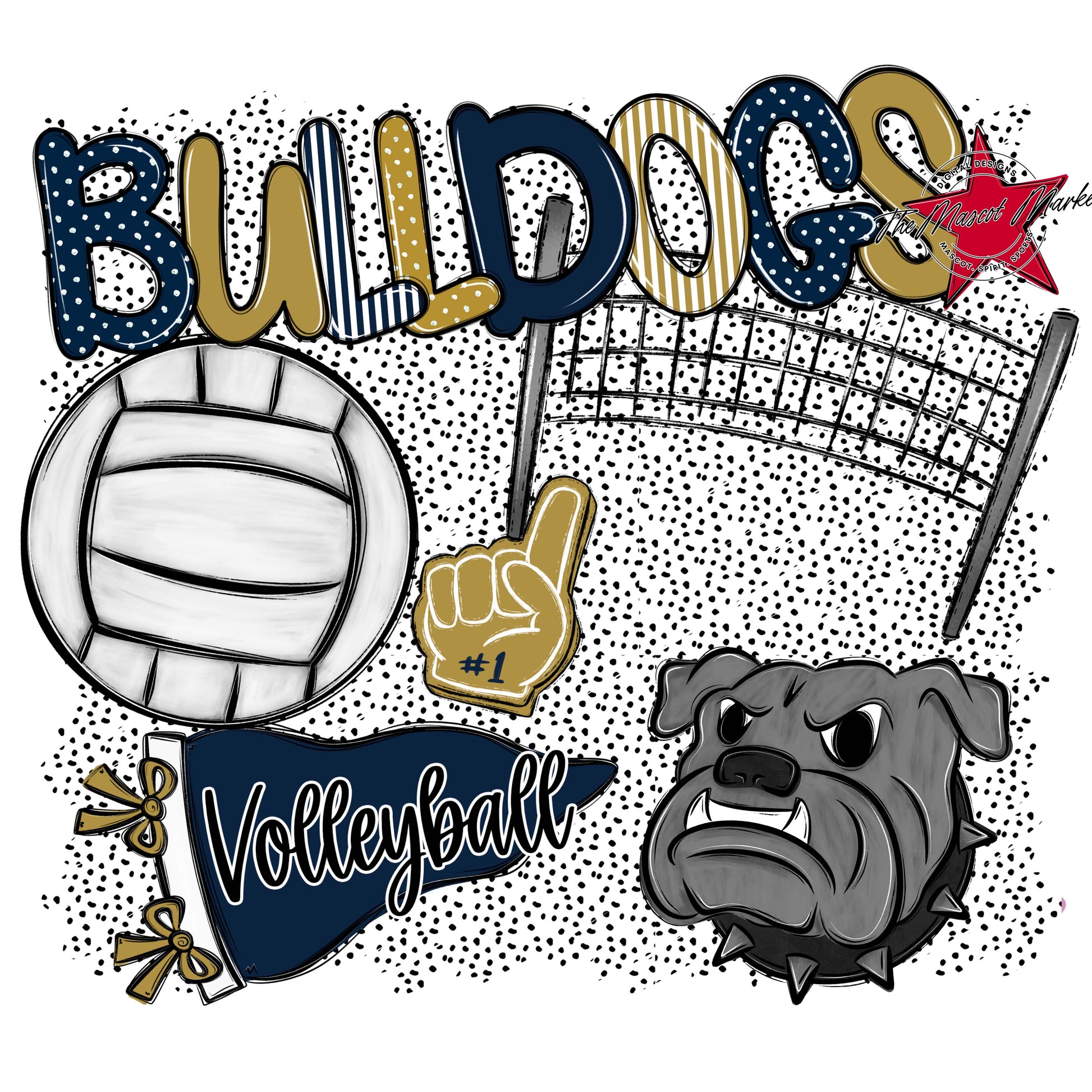 Bulldogs Volleyball Spirit-Navy & Gold